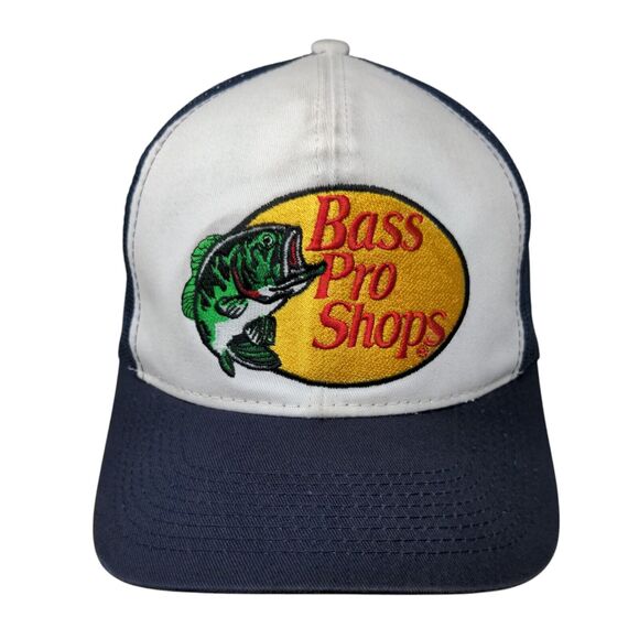 Bass Pro Shops Gone Fishing Snapback Trucker Hat Blue OSFM Mesh Back - Picture 1 of 10